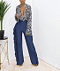 High Waist Tassel Side Straight Wide Leg Pants HX-1135