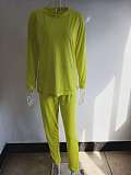Simple Solid Long Sleeve T Shirt Casual Pants Set HX-088
