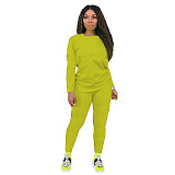 Simple Solid Long Sleeve T Shirt Casual Pants Set HX-088