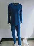 Simple Solid Long Sleeve T Shirt Casual Pants Set HX-088