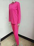 Simple Solid Long Sleeve T Shirt Casual Pants Set HX-088