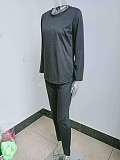 Simple Solid Long Sleeve T Shirt Casual Pants Set HX-088