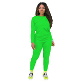 Simple Solid Long Sleeve T Shirt Casual Pants Set HX-088