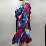 Elegant All Over Print Long Sleeve Blazer Jackets XMY-9393
