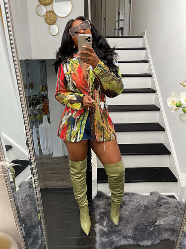 Elegant All Over Print Long Sleeve Blazer Jackets XMY-9393