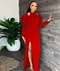Cut Out Long Sleeve High Slit Elegant Evening Dress MEI-9282