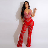 Deep V Backless Sling Hot Drilling Nightclub Jumpsuit NY-2572