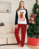 Family Christmas Pajamas Cartoon Deer Plaid Home Suit ZY-22-025