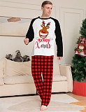 Family Christmas Pajamas Cartoon Deer Plaid Home Suit ZY-22-025