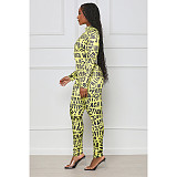 Letter Printed Long Sleeve Streetwear Slim Jumpsuit ASL-6617
