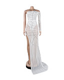 One Shoulder See-through Hot Diamond Evening Dress NY-2573