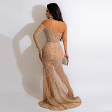 One Shoulder See-through Hot Diamond Evening Dress NY-2573