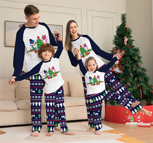 Cartoon Christmas Pattern Two-Piece Parent-Child Suit ZY-22-015