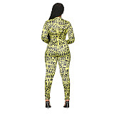Letter Printed Long Sleeve Streetwear Slim Jumpsuit ASL-6617