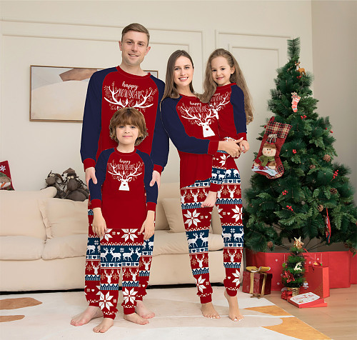 Christmas Pattern Cartoon Elk Print Two Piece Pajamas Suit ZY-22-055