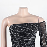 One Shoulder See-through Hot Diamond Evening Dress NY-2573