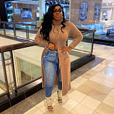 Winter High Neck Slim Fit Split Chic Long Sweaters NY-082