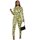 Letter Printed Long Sleeve Streetwear Slim Jumpsuit ASL-6617