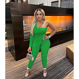 Sexy One Shoulder Top Skinny Pants 2 Piece Sets FOS-8321