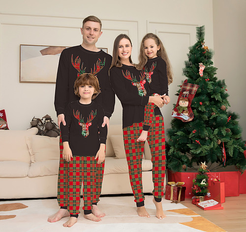Christmas Pjs Plaid Holiday Deer Family Clothing Set ZY-22-045
