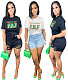 Cotton Letter Printed Round Neck Short Sleeve T-shirt HGL-1914