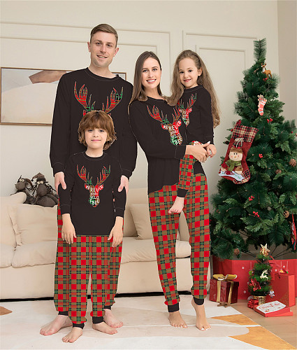 Christmas Pjs Plaid Holiday Deer Family Clothing Set ZY-22-045