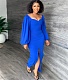 Puff Sleeve Elegant Slit Evening Party Maxi Dress MEI-9283