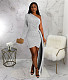 Temperament Design Irregular Single Sleeve Party Dress YF-10332