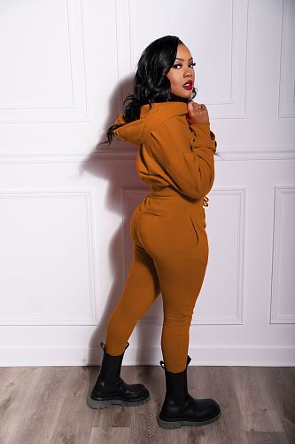 Hooded Full Sleeve Zip Coat Long Pants Sweatsuits AIL-229