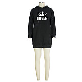Loose Hooded Sweatshirt Long Sleeve Hoodies Dress JLY-19475