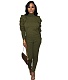 Turtleneck Shirring Sleeves Blouse Pencil Pants Suit TB-5596