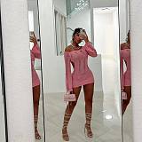 Long Sleeve Backless Cut Out Bodycon Sexy Dress MDF-5335