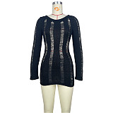 Long Sleeve Backless Cut Out Bodycon Sexy Dress MDF-5335