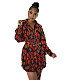 Floral Print Single Breasted with Sashes Pleated Dresses HEJ-22S8226