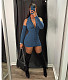 Autumn Ribbed Long Sleeve Lapel Bodycon Mini Dress DY-6913