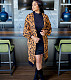 Leopard Print Outwear Loose Long Knit Cardigan ZAND-31260