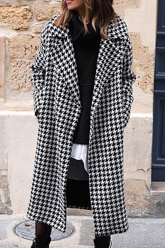Winter Fashion Plover Case Printing Long Coat MK-3136
