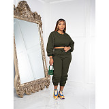 Loose Pullover Sweatshirt Tops Sports Pants Suits  DD-88189