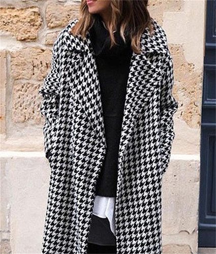 Winter Fashion Plover Case Printing Long Coat MK-3136