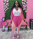 5XL Plus Size Color Block Patchwork 2 Piece Pants Set BER-7018