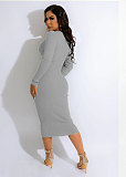 Solid Long Sleeve Single breasted Slim Bodycon Dress NY-7301