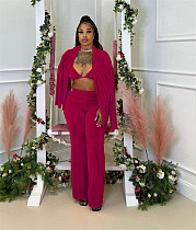 Autumn Winter Tracksuit Solid Velvet 3 Piece Pants Set MUX-6119