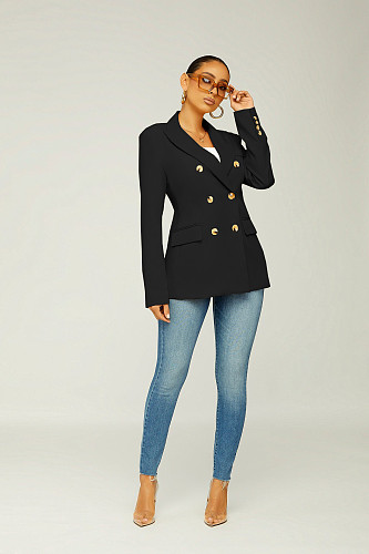 Elegant Office Lady Solid Color Blazer Jacket XMY-9395