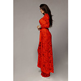 See-through Lace Cardigan Wide Leg Pants 3 Piece Set YF-9225