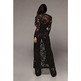 See-through Lace Cardigan Wide Leg Pants 3 Piece Set YF-9225