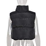 Zip Up Stand Collar Padded Puffy Vest Jackets BANT-8099DN