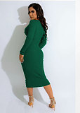 Solid Long Sleeve Single breasted Slim Bodycon Dress NY-7301