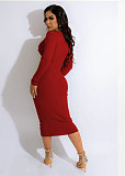 Solid Long Sleeve Single breasted Slim Bodycon Dress NY-7301