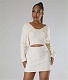Solid Knitted Sweater Crop Tops Mini Skirt Two Piece Set DY-6912