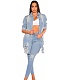 Chic Single-breasted Ripped Holes Loose Denim Coat LX-3637